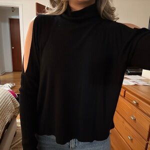 Black Cold Shoulder Sweater